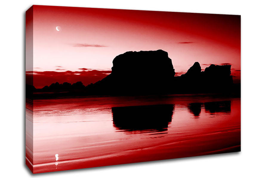 Moon Reflections Red Canvas Wall Art