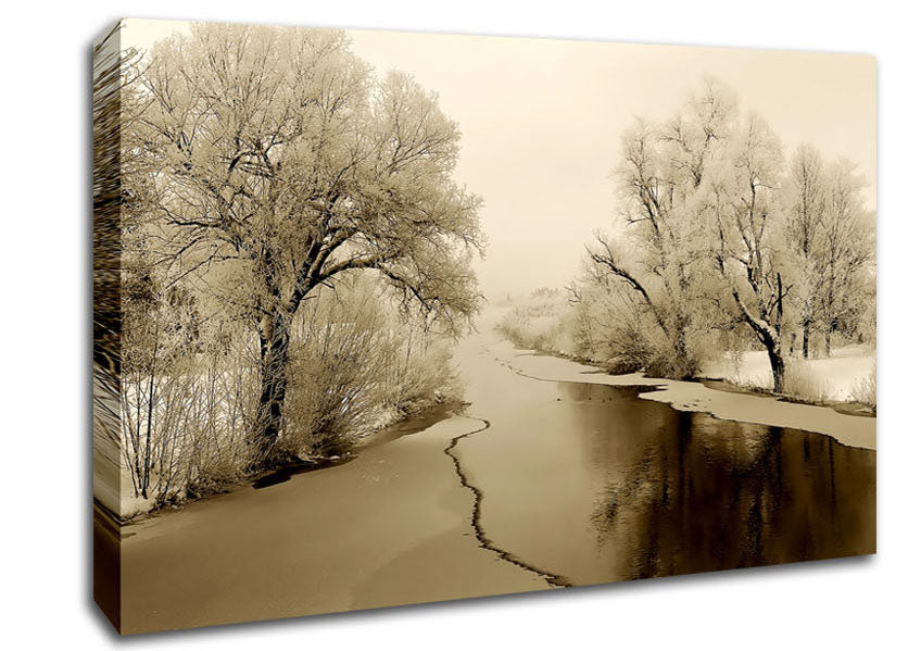 Winter Wonderland Sepia Canvas Wall Art