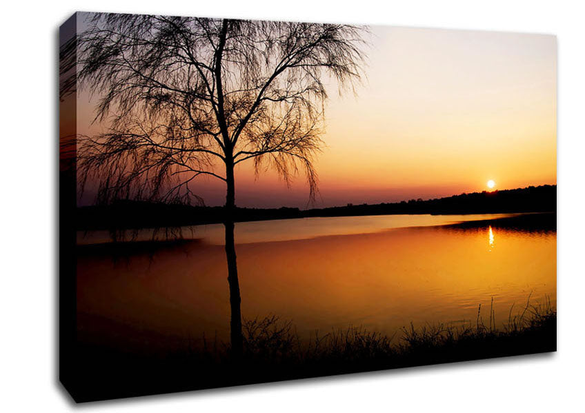 Peaceful Lake At Dawn Canvas Wall Art