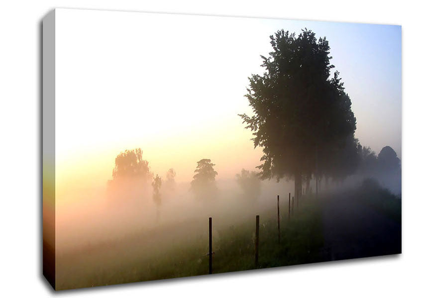 Mist In The English Countryside Canvas Wall Art