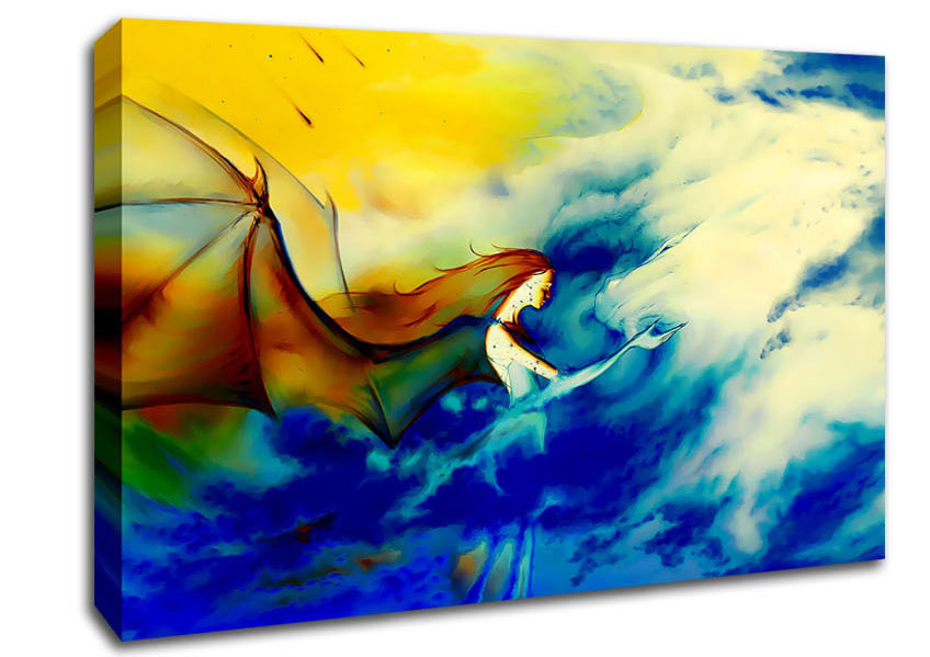 Fairy Dragon Clouds Canvas Wall Art