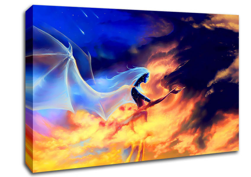 Dragon Fairy Love Canvas Wall Art