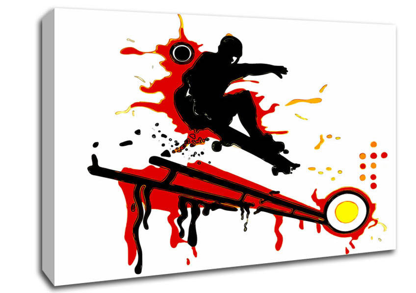 Skateboarders Railing Canvas Wall Art