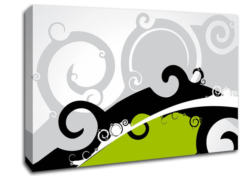 The Green Grey Wave Canvas Wall Art