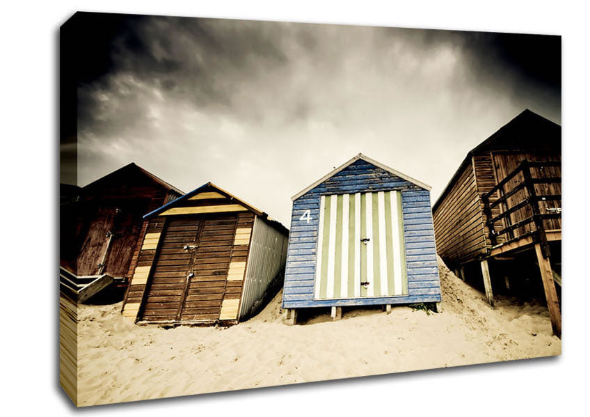 Winter Beach Huts Canvas Wall Art