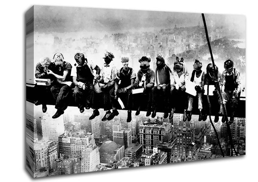Lunch A Top Of A Skyscraper Muppets Canvas Wall Art
