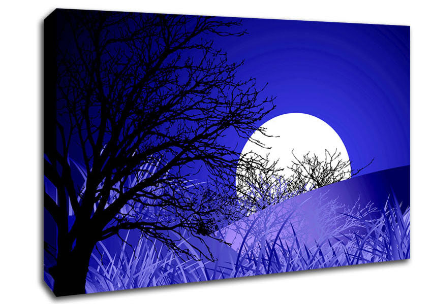 Purple Moonlit Landscape Canvas Wall Art