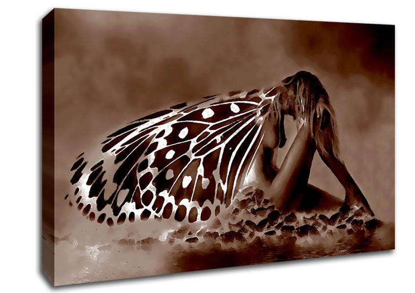 Chocolate Butterfly Landing Canvas Wall Art