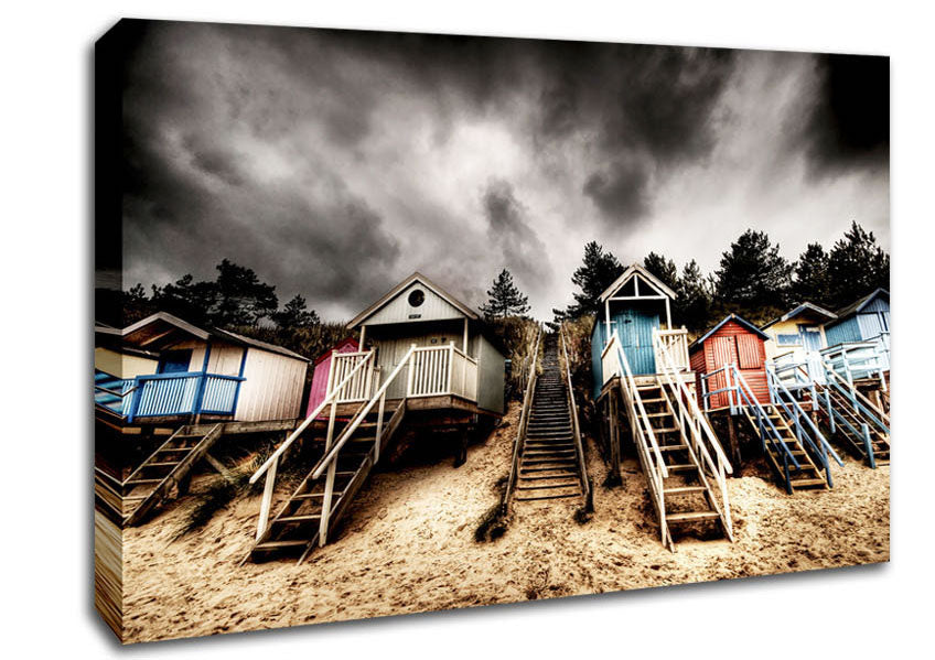 Beach Hut Storms Canvas Wall Art