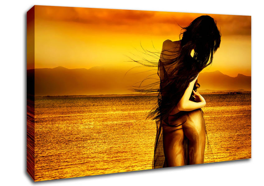 Goddess Of The Ocean Orange Canvas Wall Art