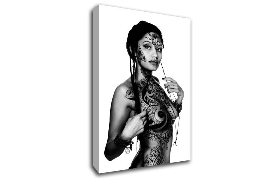 Tribal Tattooed Female Canvas Wall Art