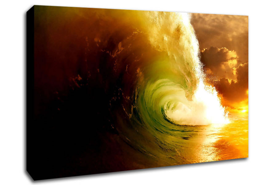 Stunning Orange Sky Wave Canvas Wall Art