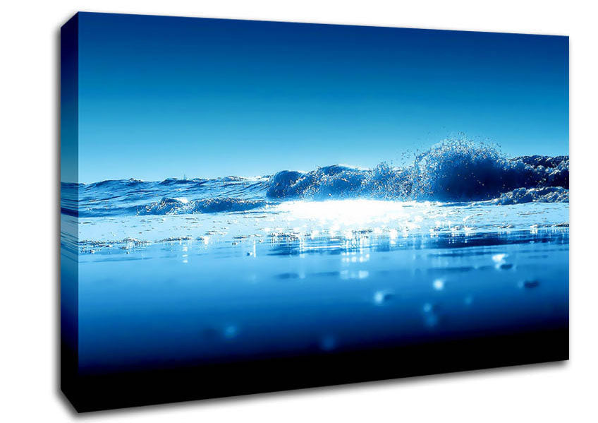 Sparkling Blue Ocean Wave Canvas Wall Art
