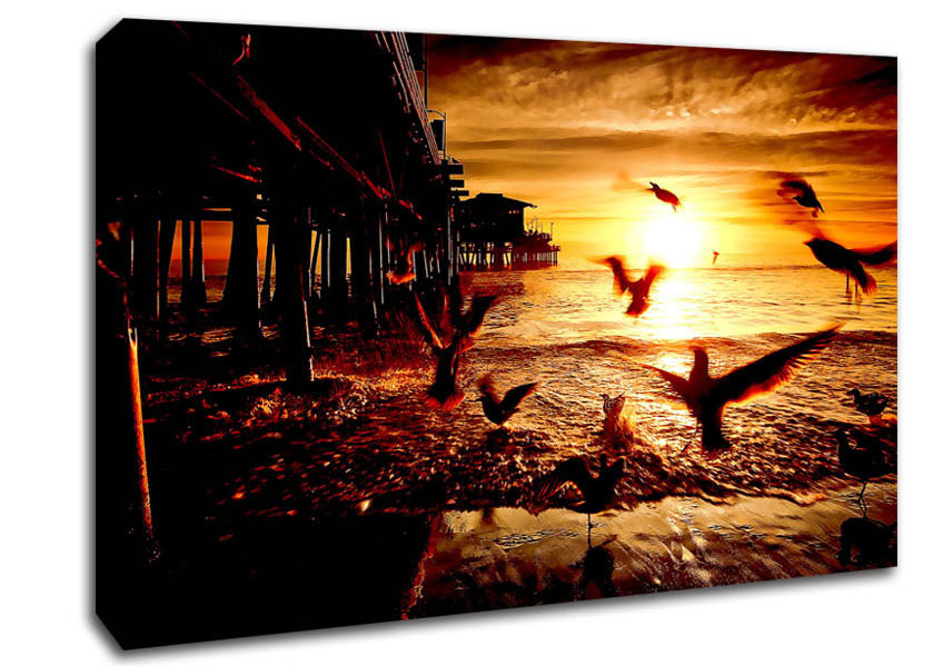 Sea And Fly Birds Canvas Wall Art