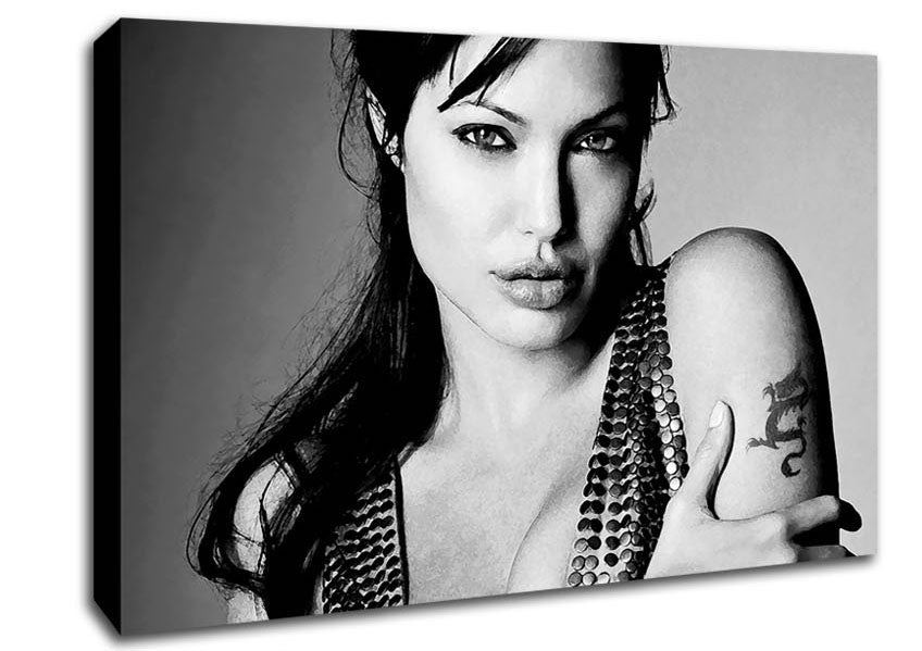 Angelina Jolie Dragon Tattoo Canvas Wall Art
