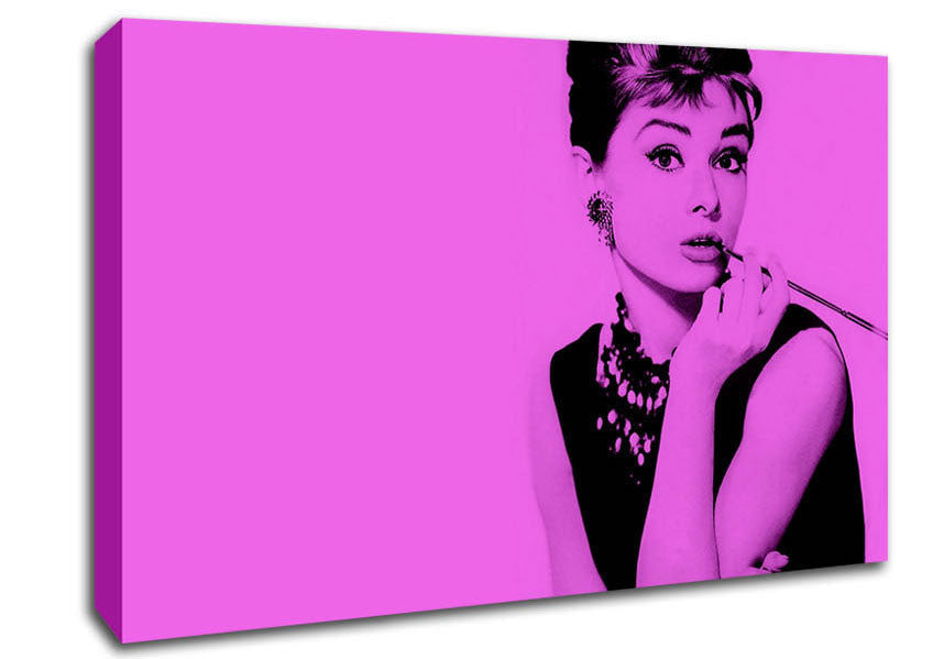 Audrey Hepburn Pink Canvas Wall Art