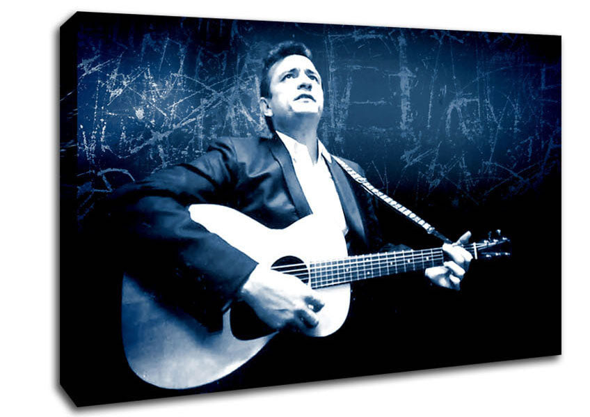 Johnny Cash Blue Canvas Wall Art