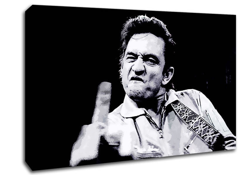 Johnny Cash Finger B n W Canvas Wall Art