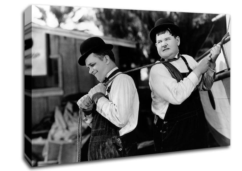Laurel And Hardy Heave Canvas Wall Art