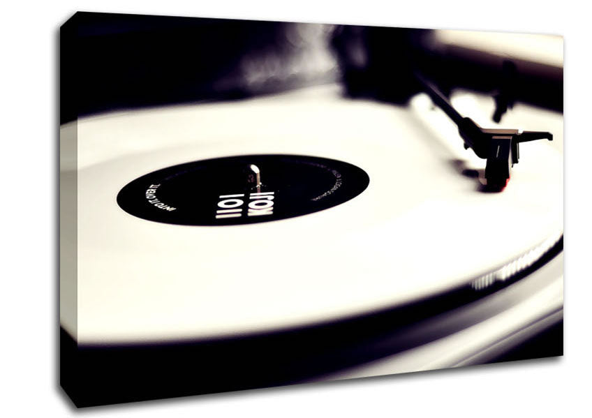 Vinyl Record Player Black And White Canvas Wall Art