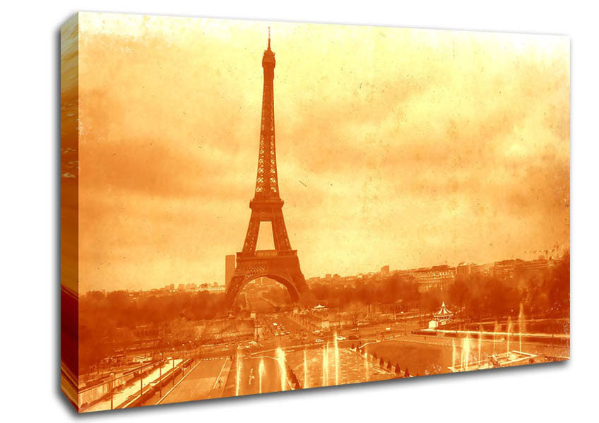 Old Image Of The Eiffel Tower Canvas Wall Art