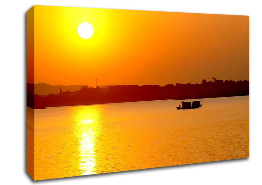Beach Sunrise With The Fisherman Canvas Wall Art
