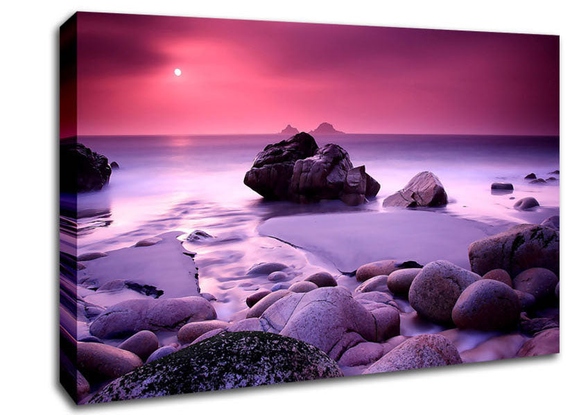 Lilac Beach Rocks Canvas Wall Art