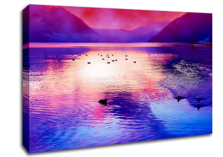 Mountain Lake At Daybreak Canvas Wall Art