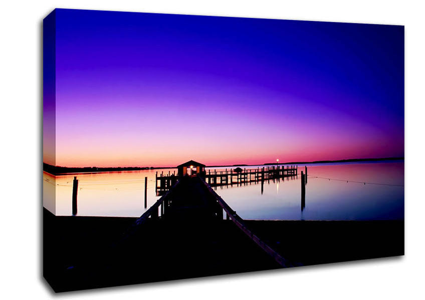 Purple Pier Ocean Canvas Wall Art