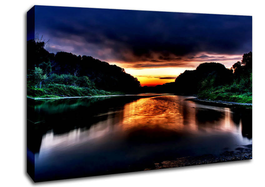 Fire Sunrise Lake Canvas Wall Art