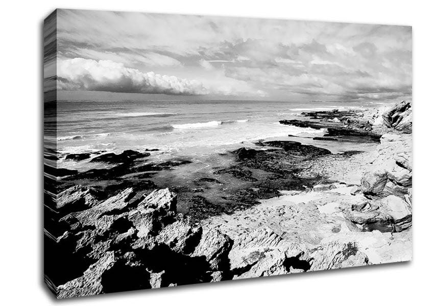 Rocks Of The Ocean Black And White Canvas Wall Art