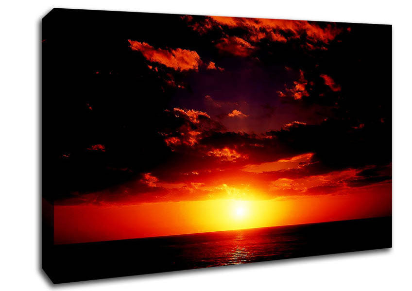 Sunset Through The Black Ocean Clouds Canvas Wall Art