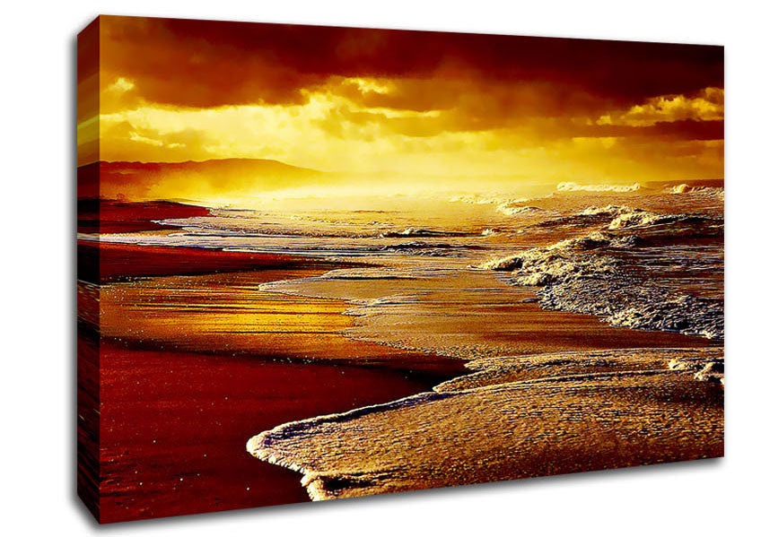 Red Ocean Storm Canvas Wall Art