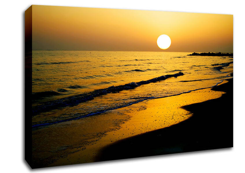 Golden Ocean Waves Canvas Wall Art