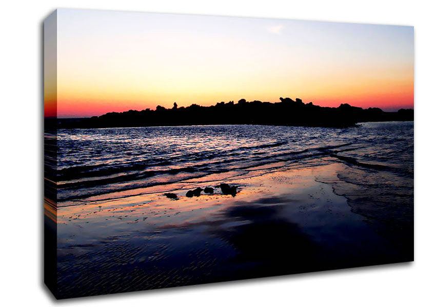 Sunset Behind The Ocean Rocks Canvas Wall Art