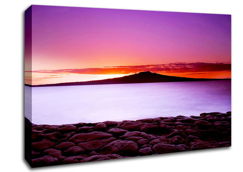 First Light Over The Ocean Rocks Canvas Wall Art