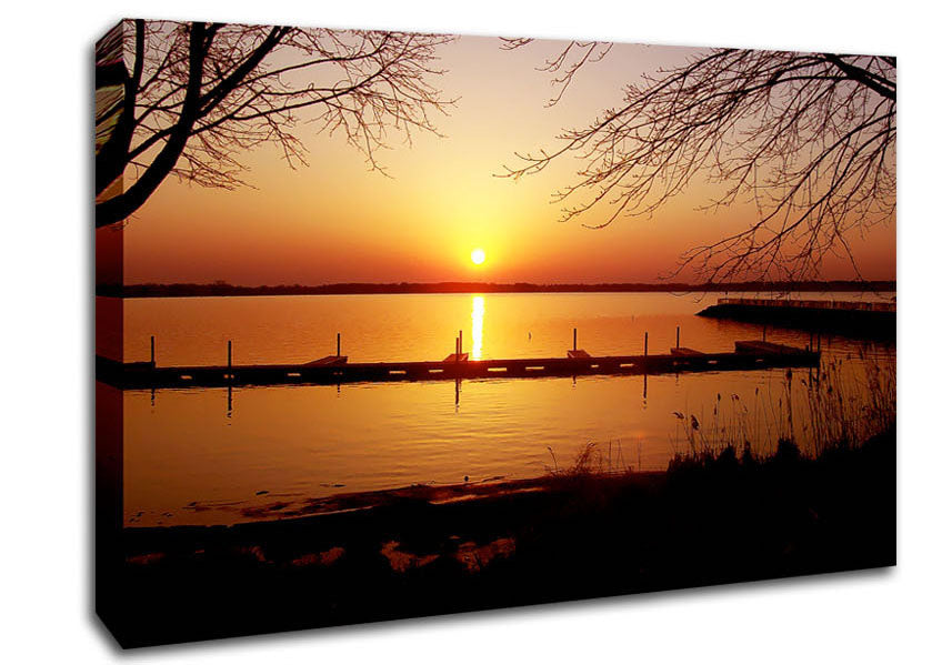 Tranquil Lake Sunrise Canvas Wall Art