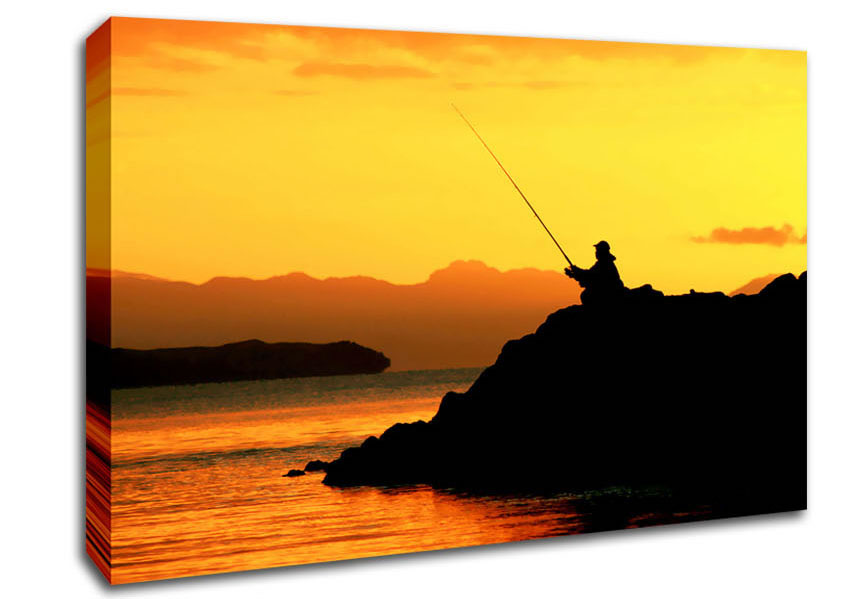 Fishing In The Golden Ocean Canvas Wall Art