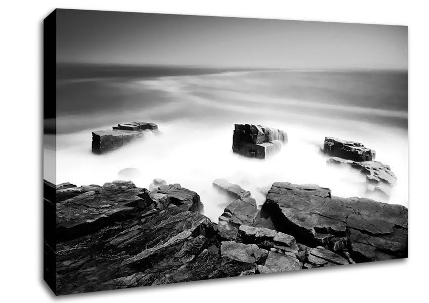 Surreal Ocean Rocks B n W Canvas Wall Art