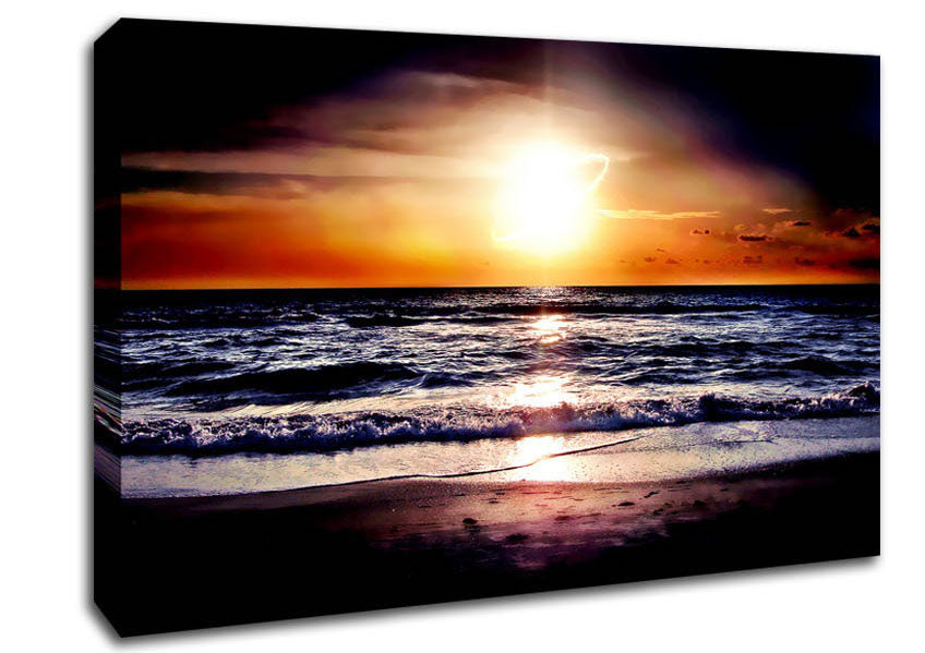 Blazing Sun Star Ocean Canvas Wall Art
