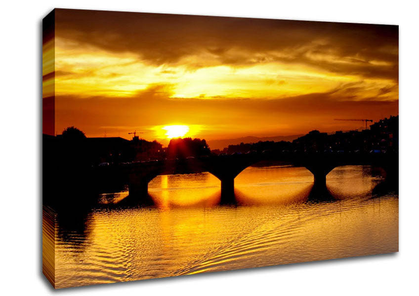 Sunset Over Florence River Canvas Wall Art
