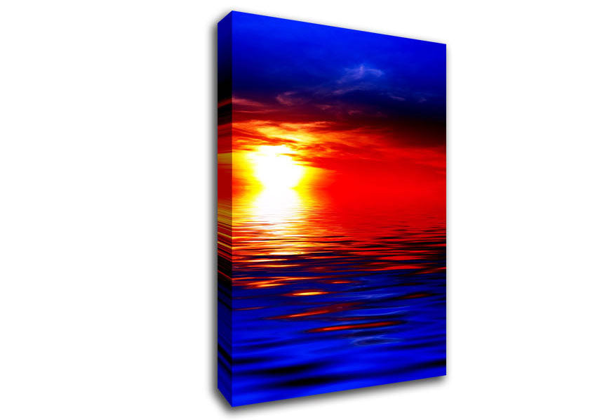 Electric Blue Ocean Sunset Canvas Wall Art