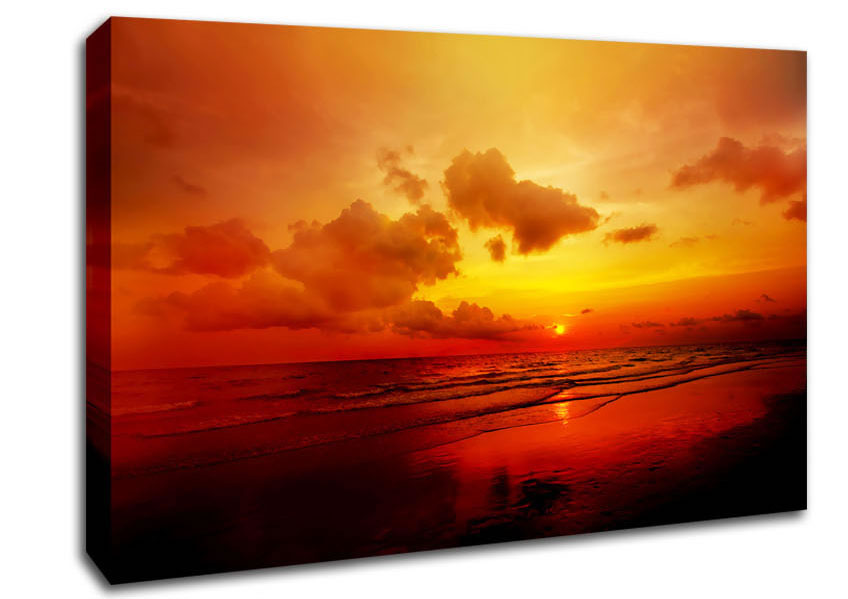 Distant Sunset Ocean Canvas Wall Art