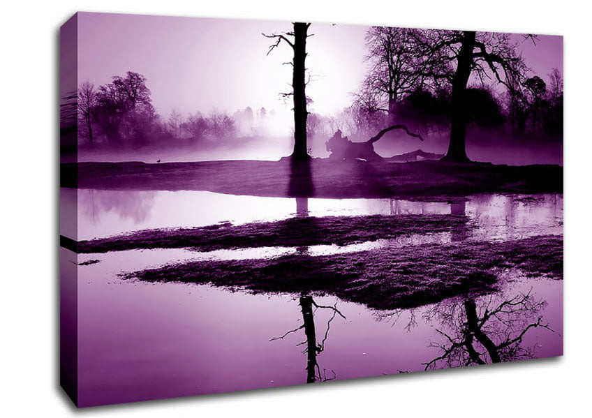 Sunset Forest Waters Purple Canvas Wall Art