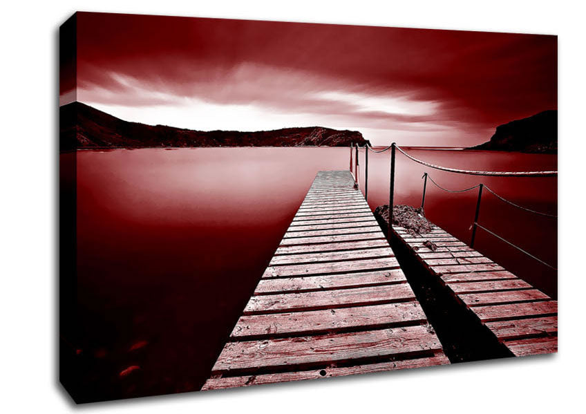 Red Abstract Pier Canvas Wall Art