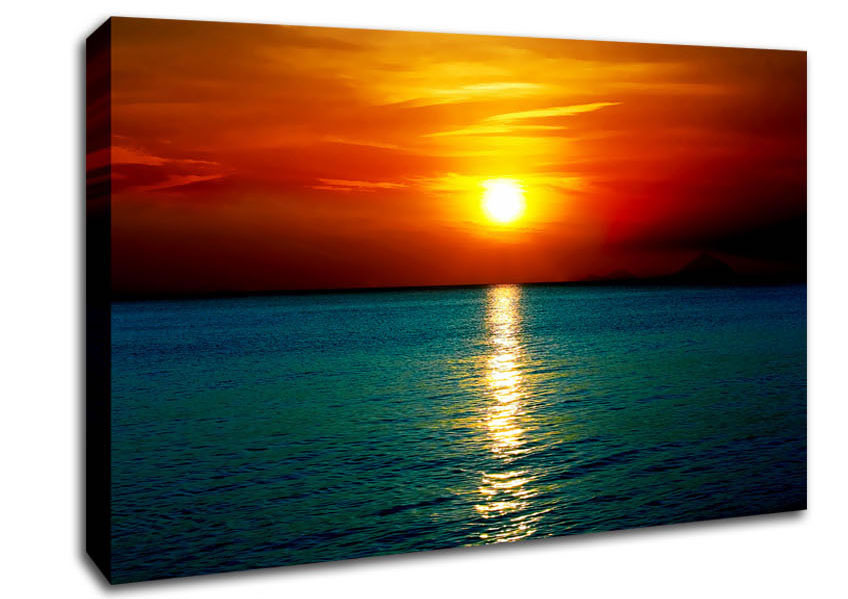 As The Sun Goes Down Over The Turquoise Ocean Canvas Wall Art