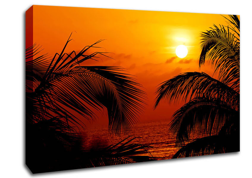 Orange Palmtree Sun Canvas Wall Art