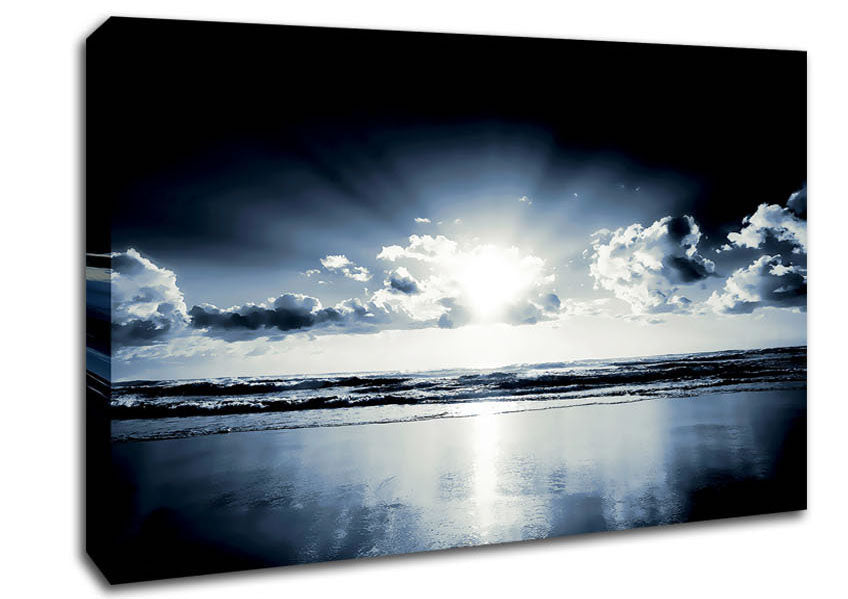 Blue Ocean Sunrise Canvas Wall Art
