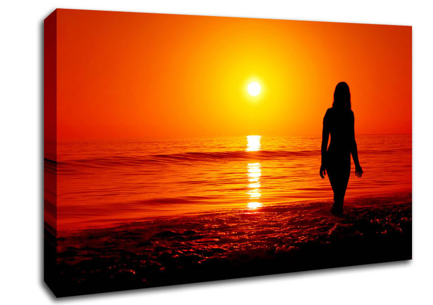 The Goddess Of The Orange Ocean Sun Canvas Wall Art