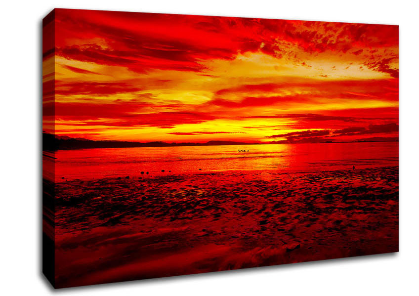 The Pebbled Beach Red Canvas Wall Art